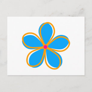Carte Postale Fleur bleu rétro