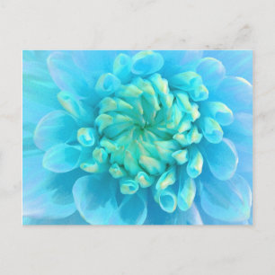 Carte Postale Fleur bleu turquoise en aquarelle