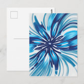 Carte Postale Fleur bleue Abstraite Art déco (Devant / Derrière)
