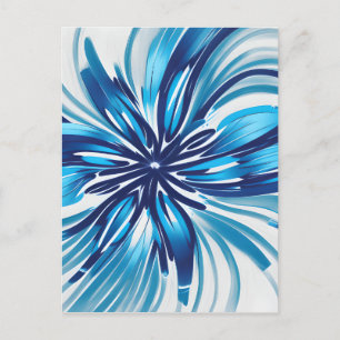 Carte Postale Fleur bleue Abstraite Art déco