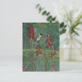 Carte Postale Fleur cardinale et gorge rubis (Debout devant)