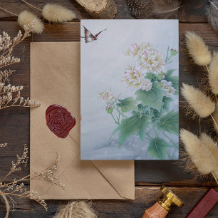 Carte Postale Fleur chinoise avec papillon