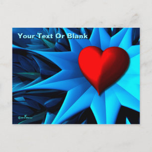 Carte Postale Fleur coeur bleu fractal