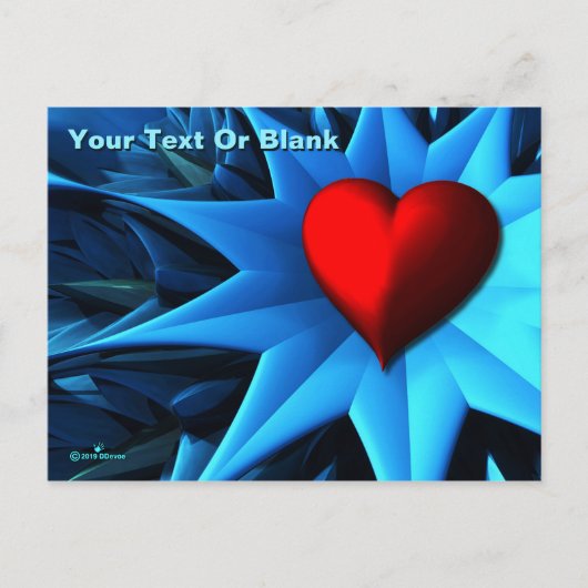 Carte Postale Fleur coeur bleu fractal (Devant)