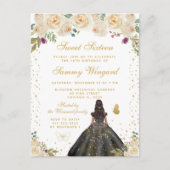 Carte Postale Fleur Crème Princesse à peau foncée Sweet Seize an (Devant)