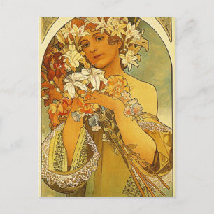 Carte Postale Fleur d'Alphonse Mucha