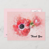 Carte Postale Fleur d'aquarelle rose avec boule de fleurs (Devant / Derrière)