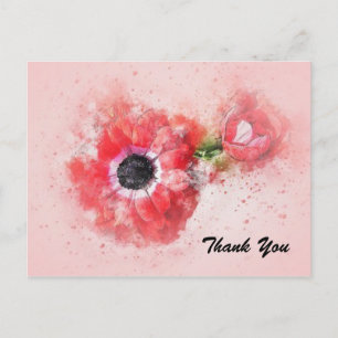 Carte Postale Fleur d'aquarelle rose avec boule de fleurs