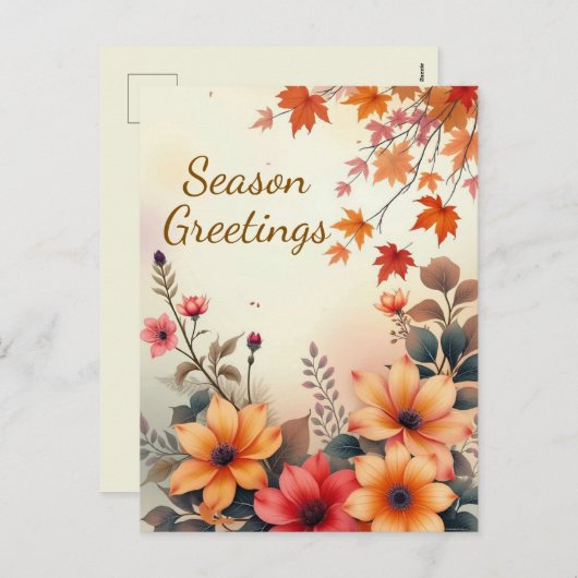 Carte postale Fleur d'automne (Devant / Derrière)