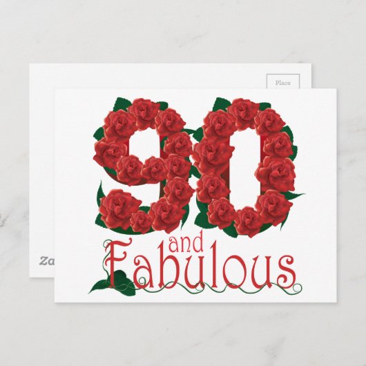 Carte Postale Fleur de 90e anniversaire (Devant / Derrière)