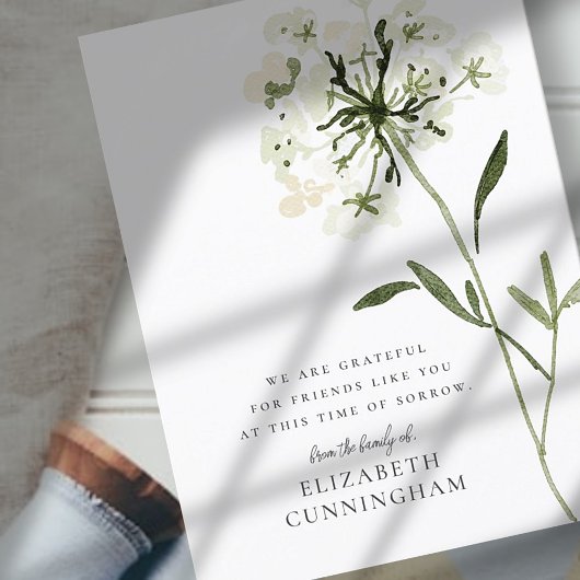 Carte Postale Fleur de botanique à l'aquarelle mémorial Élégant 