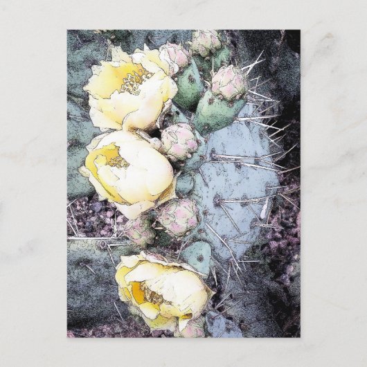 Carte Postale Fleur de Cactus Encre Numérique (Devant)