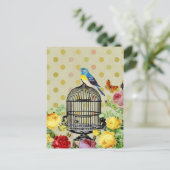 Carte Postale Fleur de cage d'oiseaux Vintage (Debout devant)