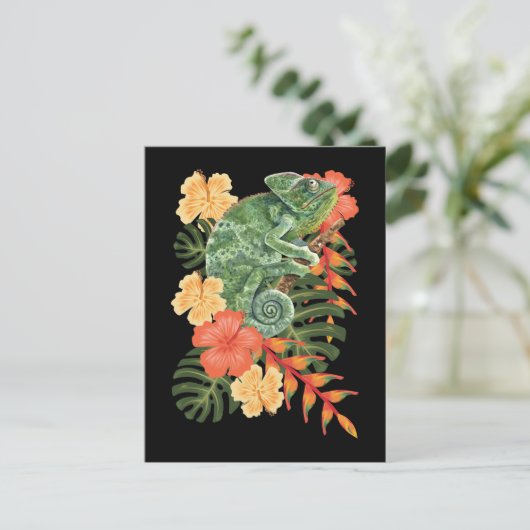 Carte Postale Fleur de Caméléon d'Hawaï Reptile (Debout devant)