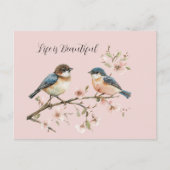 Carte Postale Fleur de cerisier Blue Birds (Devant)