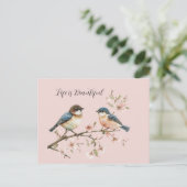 Carte Postale Fleur de cerisier Blue Birds (Debout devant)