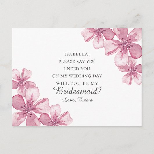 Carte Postale Fleur de cerisier rose.  (Devant)