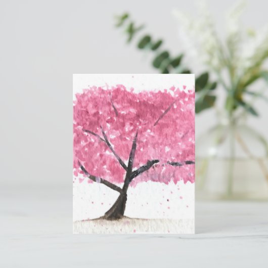 Carte Postale Fleur de cerisier rose (Debout devant)