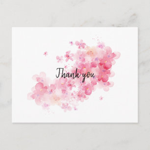 Carte Postale Fleur de cerisier rose merci