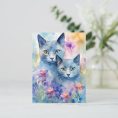 Carte Postale Fleur de chats bleus russe (Debout devant)