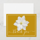 Carte Postale Fleur de clématite blanche sur fond jaune moutarde (Devant / Derrière)