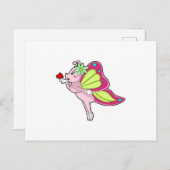 Carte Postale Fleur de cœur de papillon (Devant / Derrière)