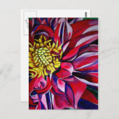 Carte Postale Fleur de Dahlia art abstrait (Devant / Derrière)