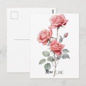 Carte Postale Fleur de date de naissance Rose (juin) (Devant / Derrière)