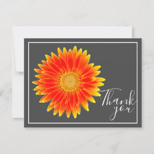 Carte Postale Fleur De Faisceau Orange Avec Merci De Fond Gris