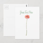 Carte Postale Fleur de Gerbera rouge pâle (Devant / Derrière)