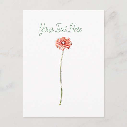 Carte Postale Fleur de Gerbera rouge pâle (Devant)