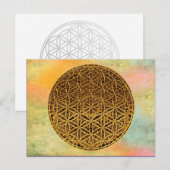 Carte Postale Fleur de la vie / Blume des Lebens - médaille d'or (Devant / Derrière)