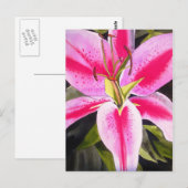 Carte Postale Fleur de lièvre rose chaud aquarelle pop art fleur (Devant / Derrière)