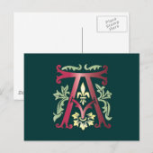 Carte Postale Fleur de lis A Monogramme (Devant / Derrière)