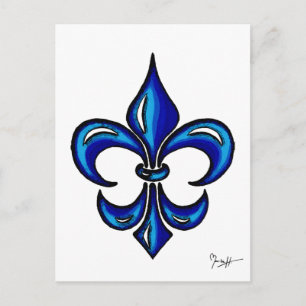 Carte Postale Fleur de Lis dans le bleu
