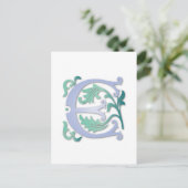 Carte Postale Fleur de lis E Monogramme (Debout devant)