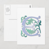 Carte Postale Fleur de lis E Monogramme (Devant / Derrière)