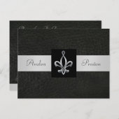Carte Postale Fleur De Lis en Cuir Noir Save The D (Devant / Derrière)