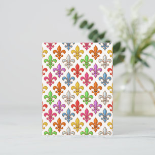 Carte Postale Fleur-de-lis Fleurs Blanc Bold Coloré