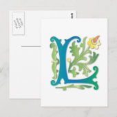 Carte Postale Fleur de lis L Monogramme (Devant / Derrière)