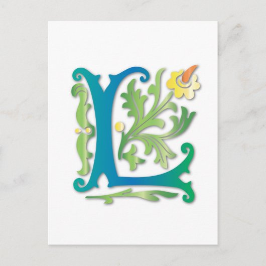 Carte Postale Fleur de lis L Monogramme (Devant)