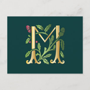 Carte Postale Fleur de lis M Monogramme