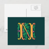 Carte Postale Fleur de lis N Monogramme (Devant / Derrière)