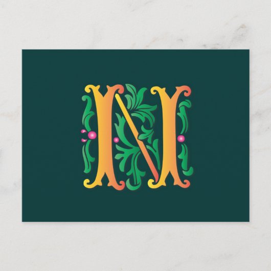 Carte Postale Fleur de lis N Monogramme (Devant)