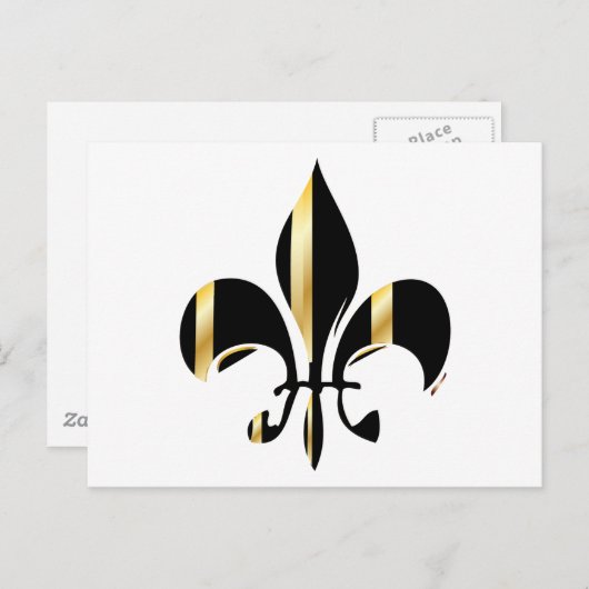 Carte Postale Fleur de Lis noir et or (Devant / Derrière)