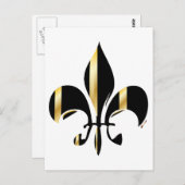 Carte Postale Fleur de Lis noir et or (Devant / Derrière)