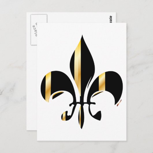 Carte Postale Fleur de Lis noir et or (Devant / Derrière)