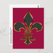 Carte postale Fleur de lis noir et or (Devant / Derrière)