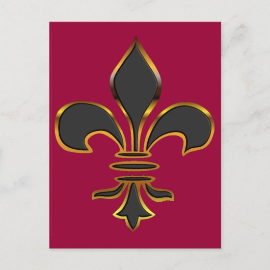 Carte postale Fleur de lis noir et or (Devant)