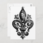 Carte Postale Fleur de Lis Ornate Intricate (Devant / Derrière)